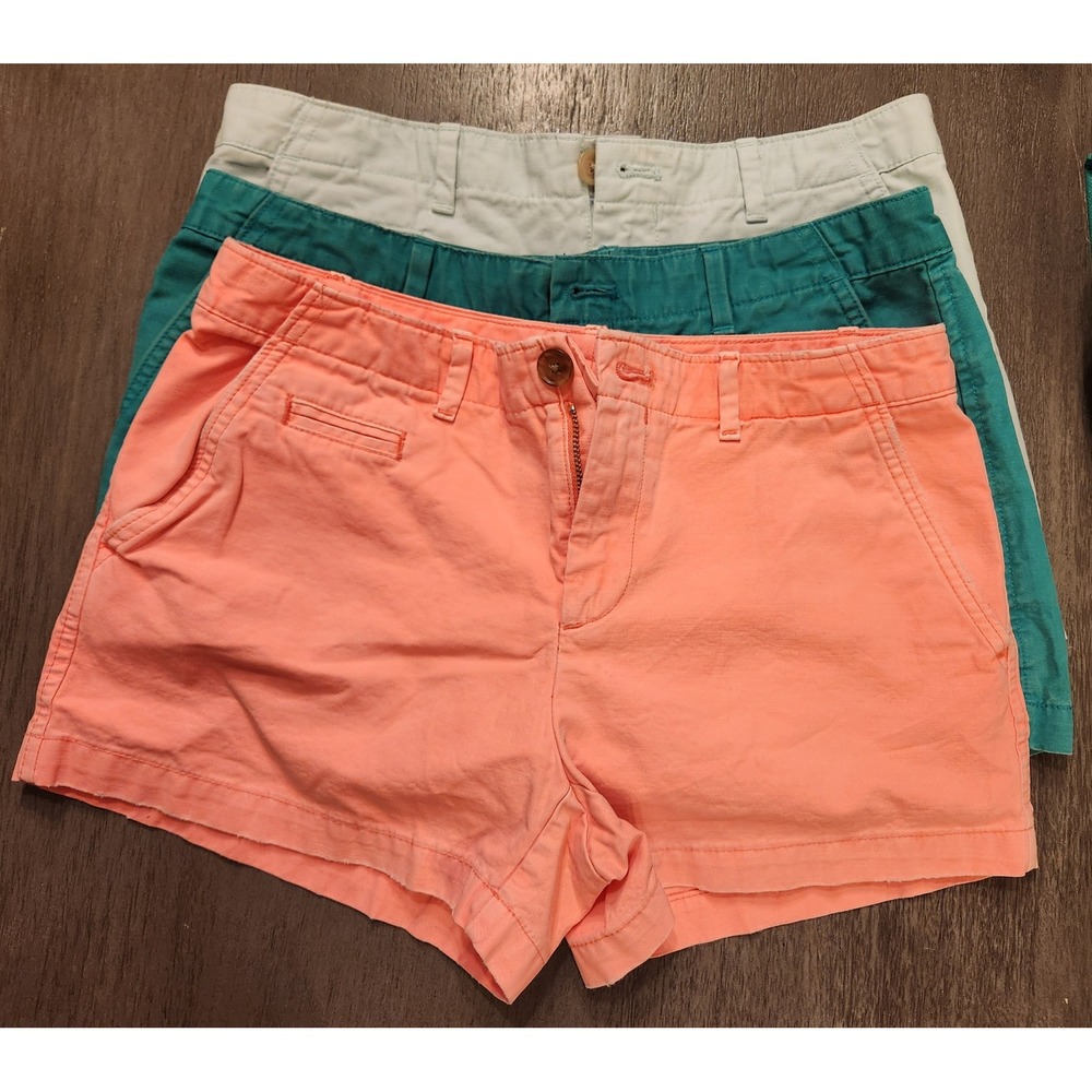 3 pair GAP Women Coral, Green and Light Blue Chino Shorts Size 00 Regular